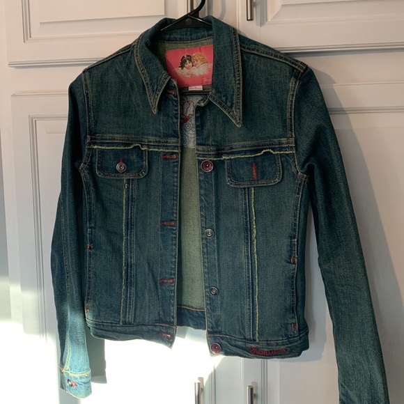 Fionucci Embroidered Denim Blue Jean Jacket Juniors Small. Great condition - Picture 2 of 8